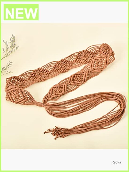 Bohemian Woven Rope Braid Waist Belt - Sash Style, One Size